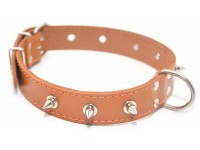 Нашийник для собак Zoo-hunt шкіряний з шипами ОШ рудий ОШ 2,5/36-45 см
