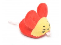 М'яка іграшка для котів і собак Мишка плюш червоно-жовта 