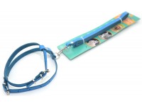 Комплект поводок і шлея для котів і собак Zoo-hunt КІТ шкіра синій 