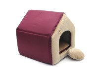Хатка для собак і котів Zoo-hunt Хутро бордовий №1 300х330х330 мм