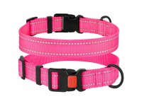 Нашийник для Собак BronzeDog Active Нейлоновий зі Світловідбиттям та Пластиковою Пряжкою Рожевий  L(52/1306/Т) 