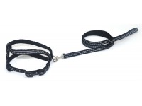 Комплект для собак і котів Zoo-hunt капроновий світловідбиваючий Неон 1,0 см чорний 