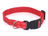 Нашийник для собак Zoo-hunt капроновий світловідбиваючий Неон ок 1,0 см 18-28 см червоний 