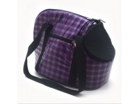 Сумка переноска Zoo-hunt Клітинка для котів та малих порід собак фіолетова №0 22х32х27 см