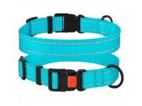 Нашийник для Собак BronzeDog Active Нейлоновий зі Світловідбиттям та Пластиковою Пряжкою Блакитний  XL(53/1222/Т) 