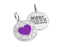 Емальований Адресник для Собак BronzeDog Серце на Фоні Об'ємної Павутинки Фіолетовий  S(92129) 