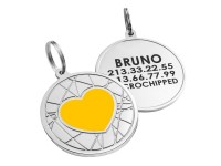 Емальований Адресник для Собак BronzeDog Серце на Фоні Об'ємної Павутинки Жовтий  L(92228) 