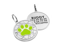 Емальований Адресник для Собак BronzeDog Лапка на Фоні Об'ємної Павутинки Салатовий S(92135) Емальований Адресник для Собак BronzeDog Лапка на Фоні Об'ємної Павутинки Салатовий S(92135)