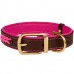 Нашийник для Собак Шкіряний BronzeDog Premium з Литою Латунною Фурнітурою та Адресником Коричнево-Рожевий  L(61077/Т) 