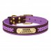 Нашийник для Собак Шкіряний BronzeDog Premium з Литою Латунною Фурнітурою та Адресником Коричнево-Фіолетовий  XL(61089/Т) 