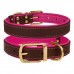 Нашийник для Собак Шкіряний BronzeDog Premium з Литою Латунною Фурнітурою та Адресником Коричнево-Рожевий  XL(62087/Т) 