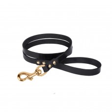 Повідець для Собак Шкіряний BronzeDog Premium з Літою Латунною Фурнітурою Чорний  S(47111/Т) 