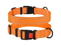 Нашийник для Собак BronzeDog Active Нейлоновий зі Світловідбиттям та Пластиковою Пряжкою Помаранчевий  L(52/1304/Т) 