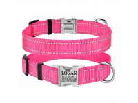 Нашийник для Собак BronzeDog Active Нейлоновий зі Світловідбиттям та Металевою Пряжкою Рожевий  M(33/1306/Т) 