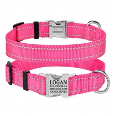 Нашийник для Собак BronzeDog Active Нейлоновий зі Світловідбиттям та Металевою Пряжкою Рожевий  XL(38/1306/Т) 