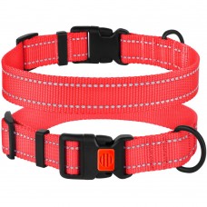 Нашийник для Собак BronzeDog Active Нейлоновий зі Світловідбиттям та Пластиковою Пряжкою Кораловий  XL(53/1224/Т) 