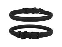 Нашийник для Собак Круглий Шкіряний BronzeDog Premium з Металевою Фурнітурою Чорний  2XS(00311/Т) 