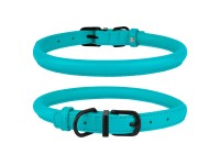 Нашийник для Собак Круглий Шкіряний BronzeDog Premium з Металевою Фурнітурою Блакитний  XL(00362/Т) 