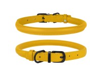 Нашийник для Собак Круглий Шкіряний BronzeDog Premium з Металевою Фурнітурою Гірчичний  L(00358/Т) 