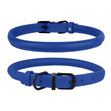 Нашийник для Собак Круглий Шкіряний BronzeDog Premium з Металевою Фурнітурою Синій  XL(003622/Т) 